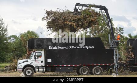 Sanford, FL, (Oct. 12, 2022) - Vegetative debris collected from Sanford, Florida is brought to the Yankee Lake Water Treatment Facility for final disposal. Robert Kaufmann/FEMA Stock Photo