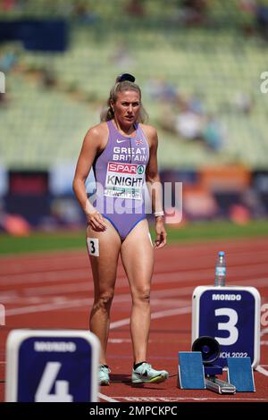 Jessie KNIGHT participating in the 400 meters hurdles of the European Athletics Championships in Munich 2022. Stock Photo