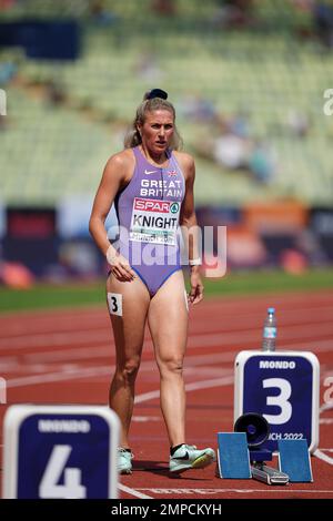 Jessie KNIGHT participating in the 400 meters hurdles of the European Athletics Championships in Munich 2022. Stock Photo