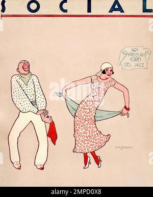 Conrado Walter Massaguer - Cuban Magazine Social Artwork - September 1925 edition - Cuban couple dancing. Stock Photo