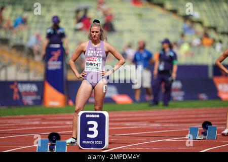 Jessie KNIGHT  participating in the 400 meters hurdles of the European Athletics Championships in Munich 2022. Stock Photo