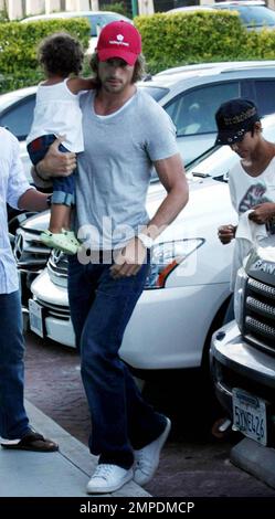 Halle Berry, Gabriel Aubry and their daughter Nahla have dinner at Nobu in Malibu, Ca. 8/23/09. Stock Photo