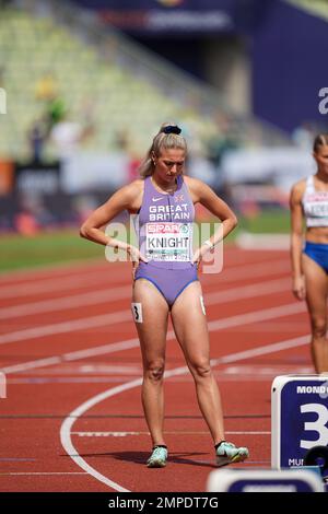 Jessie KNIGHT  participating in the 400 meters hurdles of the European Athletics Championships in Munich 2022. Stock Photo