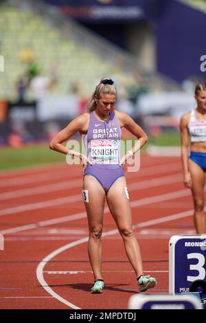 Jessie KNIGHT  participating in the 400 meters hurdles of the European Athletics Championships in Munich 2022. Stock Photo