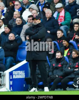 Liverpool manager Jurgen Klopp during the Emirates FA Cup Fourth Round match between Brighton & Hove Albion and  Liverpool at The American Express Community Stadium , Brighton , UK - 29th January 2023 Photo Simon Dack/Telephoto Images.  Editorial use only. No merchandising. For Football images FA and Premier League restrictions apply inc. no internet/mobile usage without FAPL license - for details contact Football Dataco Stock Photo