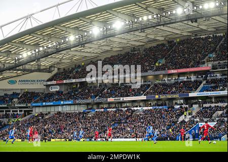 The Emirates FA Cup Fourth Round match between Brighton & Hove Albion and  Liverpool at The American Express Community Stadium , Brighton , UK - 29th January 2023 Photo Simon Dack/Telephoto Images Editorial use only. No merchandising. For Football images FA and Premier League restrictions apply inc. no internet/mobile usage without FAPL license - for details contact Football Dataco Stock Photo