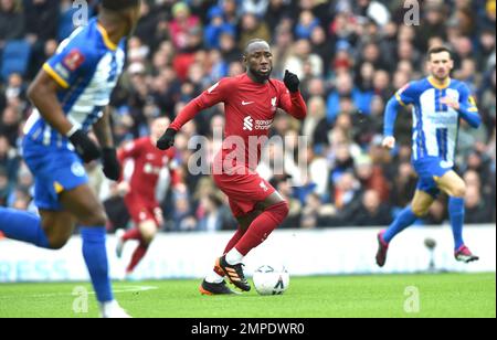 Naby Keita of Liverpool during the Emirates FA Cup Fourth Round match between Brighton & Hove Albion and  Liverpool at The American Express Community Stadium , Brighton , UK - 29th January 2023 Photo Simon Dack/Telephoto Images  Editorial use only. No merchandising. For Football images FA and Premier League restrictions apply inc. no internet/mobile usage without FAPL license - for details contact Football Dataco Stock Photo