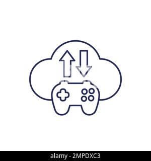 game server line icon with gamepad and cloud Stock Vector