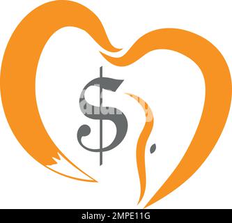 Save, fox and dollar sign, fox, logo, background Stock Vector