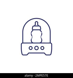 Baby bottle sterilizer line icon on white Stock Vector