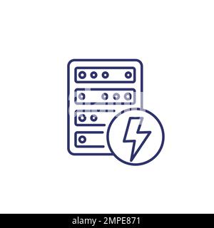 Server electricity warning, electric power icon Stock Vector