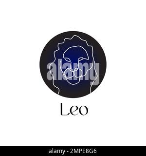 Leo Sign Line Work Leo zodiac sign. One line drawing. Astrological icon with abstract ...