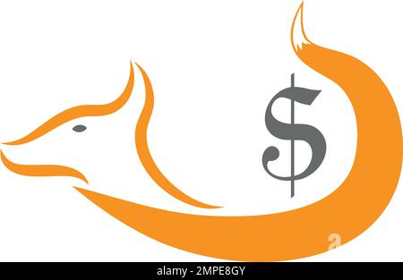 Save, fox and dollar sign, fox, logo, background Stock Vector