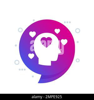 head and hearts, affection or passion icon, vector Stock Vector