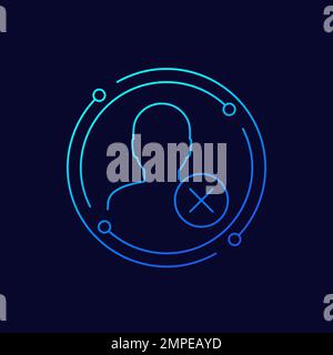delete profile icon, erase personal data, linear Stock Vector