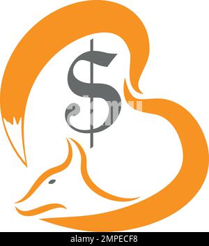 Save, fox and dollar sign, fox, logo, background Stock Vector