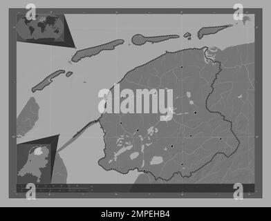 Friesland, province of Netherlands. Bilevel elevation map with lakes ...