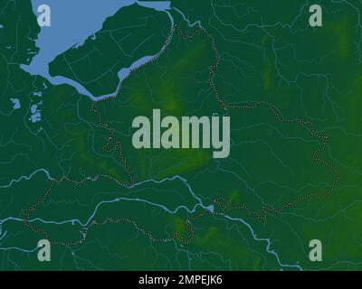Gelderland, province of Netherlands. Colored elevation map with lakes ...