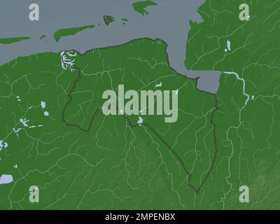 Groningen, province of Netherlands. Colored elevation map with lakes ...