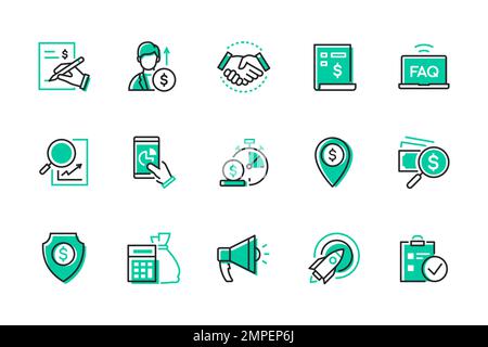 Business and management - modern line design style icons set Stock Vector