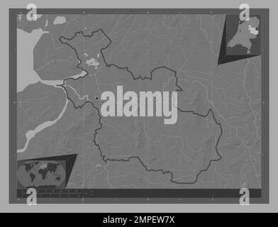 Overijssel, province of Netherlands. Bilevel elevation map with lakes ...