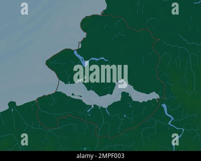 Zeeland, province of Netherlands. Colored elevation map with lakes and rivers Stock Photo