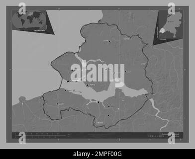 Zeeland, province of Netherlands. Bilevel elevation map with lakes and ...