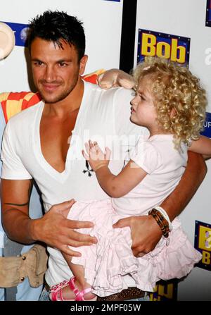 Peter Andre and daughter Princess Ti‡ami (born with ex-wife Katie Price) arrive at the premiere of 'Bob The Builder: The Legend Of The Golden Hammer' held at Vue Cinema Leicester Square.  The film is the latest undertaking in the Bob the Builder franchise, which has found popularity worldwide since it first hit UK TV screens in 1999 as a stop motion television show. London, UK. 05/15/10. Stock Photo