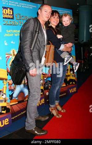 Craig Conway and wife Jill Halfpenny arrive with their son Harvey-Reece Conway at the premiere of "Bob The Builder: The Legend Of The Golden Hammer" held at Vue Cinema Leicester Square.  The film is the latest undertaking in the Bob the Builder franchise, which has found popularity worldwide since it first hit UK TV screens in 1999 as a stop motion television show. London, UK. 05/15/10. Stock Photo