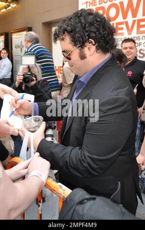 Josh Gad signs autographs for fans after a complimentary fan performance of 'Book of Mormon.' This performance was his last with the show. He is leaving to continue production of a television pilot picked up by NBC for the fall season. New York, NY. 6th June 2012. Stock Photo