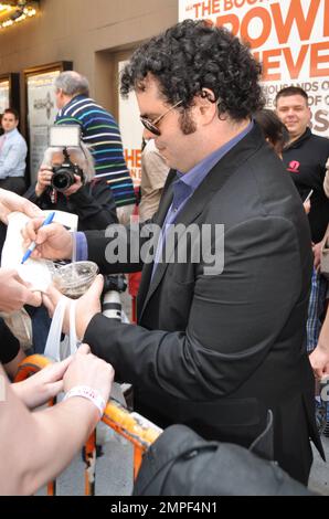 Josh Gad signs autographs for fans after a complimentary fan performance of 'Book of Mormon.' This performance was his last with the show. He is leaving to continue production of a television pilot picked up by NBC for the fall season. New York, NY. 6th June 2012. . Stock Photo