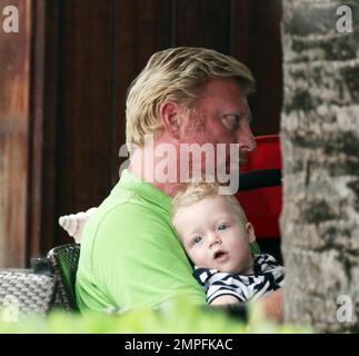 German tennis player Boris Becker and his wife Sharlely 'Lilly' Kerssenberg  Becker have tender moments with their 8-month-old son Amadeus Benedict  Edley Luis Becker during their Labor Day long weekend vacation. The