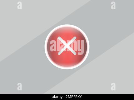 3d check wrong alert icon on white background. negative check list button choice for false, correct, tick, problem, 3d alert fail Stock Vector