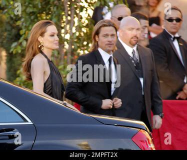 Angelina Jolie and Brad Pitt arrive at the 18th Annual Screen Actors Guild Awards held at the Shrine Auditorium. Los Angeles, CA. 29th January 2012. Stock Photo