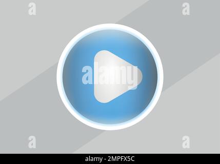 Blue Glossy Media Button,Play. Vector Play button design. Stock Vector