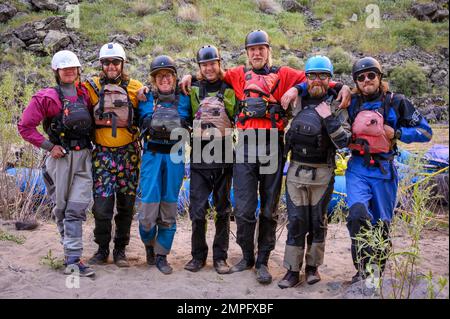 Far & Away Adventures guides on the Bruneau River, Idaho, May 23. 2022. Stock Photo