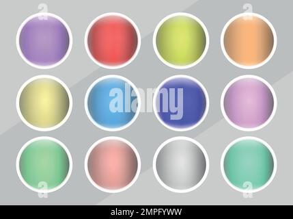 Empty Circles with Highlight, Gloss Effect. Eps 10 vector. Gradient buttons set. Colorful buttons. Stock Vector