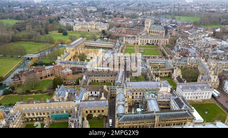 Picture dated January 26th 2023 shows an aerial view of colleges at Cambridge University. Stock Photo