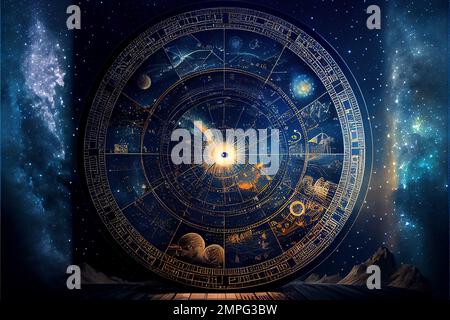 astrological chart with stars background