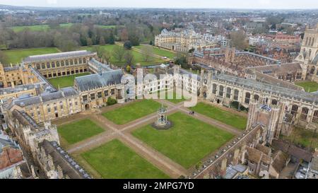 Picture dated January 26th 2023 shows an aerial view of Trinity College at Cambridge University. Stock Photo