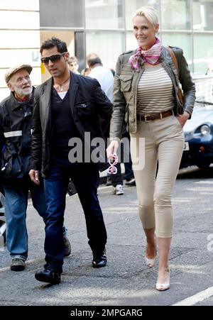 Reality TV star Brigitte Nielsen is spotted leaving BBC Radio 2 this afternoon with her husband Mattia Dessi. London, UK. 05/04/11. Stock Photo