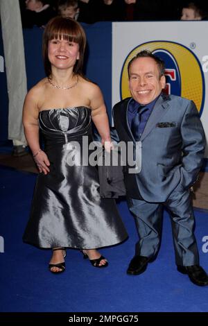 Warwick Davis and wife Samantha arrive at the British Comedy Awards held at the O2 Arena and hosted by Jonathan Ross. London, UK. 01/22/11. Stock Photo