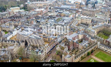 Picture dated January 26th 2023 shows an aerial view of Cambridge City Centre. Stock Photo