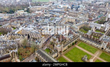 Picture dated January 26th 2023 shows an aerial view of Cambridge City Centre. Stock Photo