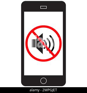 Smart phone in silent mode icon on white background. Silent phone sign. Silent mode symbol. flat style. Stock Photo