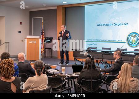 MCLEAN, Va. (Oct. 18, 2022) - William Lietzau, Defense Counterintelligence and Security Agency (DCSA) director, welcomes personnel and facility security professionals from industry to the 2022 National Background Investigation Services (NBIS) Industry Conference. DCSA leaders and NBIS experts briefed cleared industry on NBIS program status; the impact on industry's feedback and partnership with DCSA; and onboarding requirements. NBIS is the backbone of the Trusted Workforce 2.0 whole-of-government background investigation reform effort overhauling the personnel vetting process by creating one Stock Photo