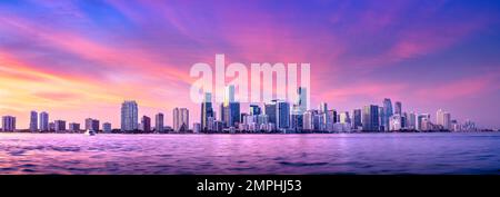 the skyline of miami during sunset, florida Stock Photo