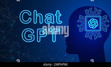 GPT4 improved chatbot illustrations. Artificial intelligence chatbot.Chat GPT 4 illustration for banner, flyer template. Stock Photo