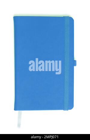 Notepad with hard cover. Top view. Studio shot isolated on white Stock Photo