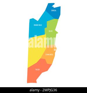 Belize political map of administrative divisions - districts. Blank ...